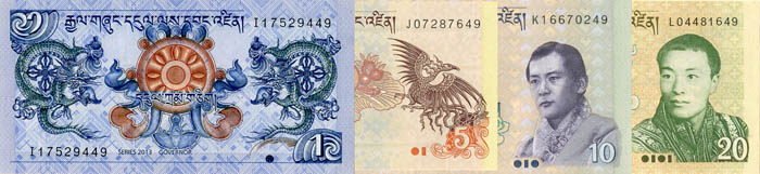 Bhutan Set of 4 - P-27, 28, 29, and 30.